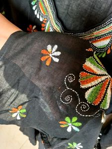 Embroidered Black Sheer Kurta