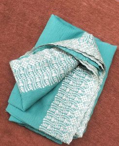 Beautiful Teal Embroidered Saree