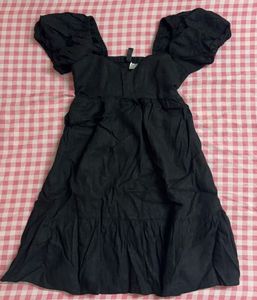 Chic Black Puff Sleeve Mini Dress