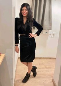 Elegant Black Velvet Co-ord Set