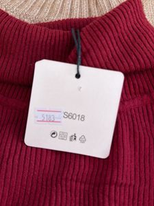 Chic Red Turtleneck Ruffle Sleeve Top