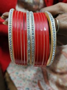 Red & Crystal Bridal Chura Bangles