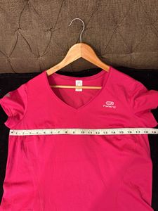 Pink V-Neck Athletic T-Shirt