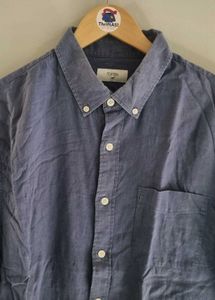 Men's Blue Casual Button-Down Shirt