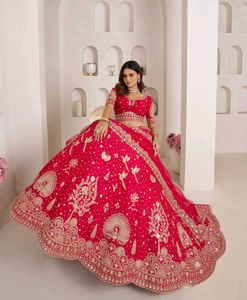 Stunning Red Embroidered Lehenga Choli