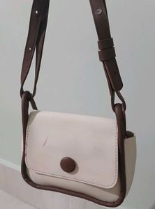 Chic Cream Crossbody Bag with Scarf Accent