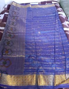 Elegant Blue &amp; Gold Saree