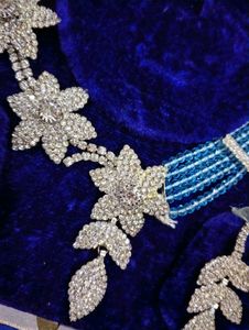 Stunning Blue Beaded Necklace &amp; Earring Set