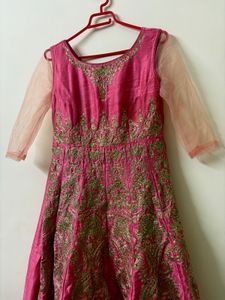 Elegant Pink Embroidered Heavy Gown