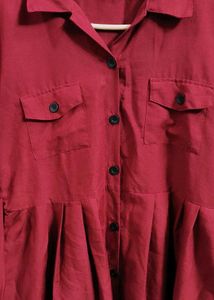 Maroon Button-Up Midi Dress