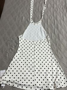 White &amp; Black Polka Dot Halter Dress