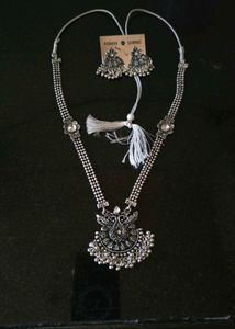 Oxidised Silver Necklace &amp; Earrings Set