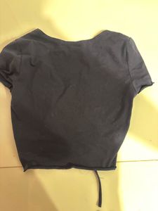Shein Navy Blue Ruched Crop Top
