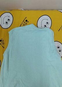 Light Blue Sleeveless Mock Neck Top