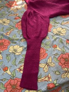 Purple Colour High neck With Puff Sleeves