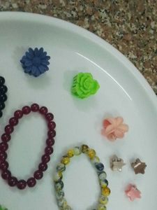 Assorted Beaded Bracelets &amp; Hair Clips