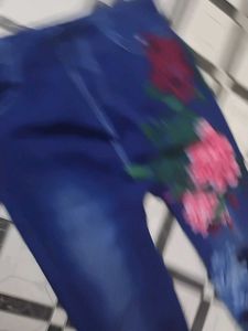 Floral Print Denim Style Leggings