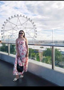 Vintage Rose Print Midi Dress