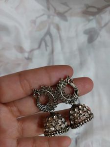 oxidised jumka and earring