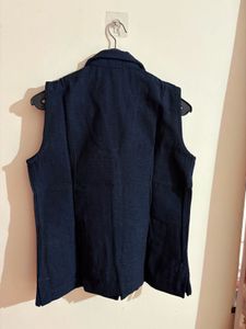 women's Sleeveless Blue Blazer Vest