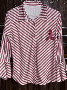 Chic Striped Bell Sleeve Top
