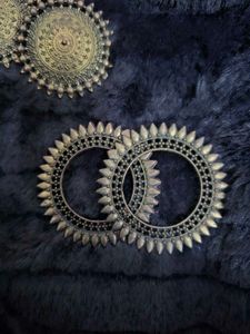 Oxidized Silver Earrings and Bangles Set