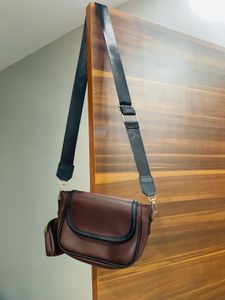 Brown Crossbody Bag with Black Strap