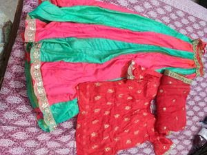 Red Silk Blouse with Gold Embroidery