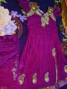 White Party Wear Suit &amp; Purple Set Free