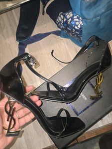 YSL opyum heels black and gold