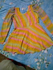 Vibrant Striped Short Kurti🌼