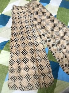 Rangmanch Beige Printed Flared Palazzo