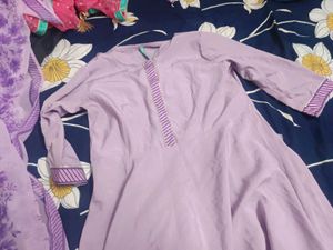 Lavender anarkali suit with duppta