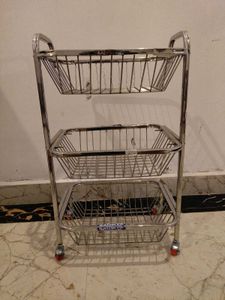 Pure Steel Material Kitchen Trolley With Wheels