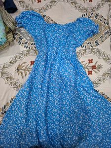 Blue A-line dress
