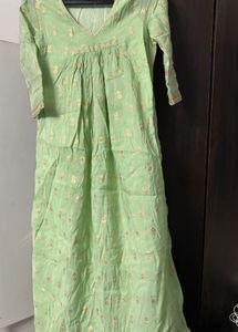 Light Green Kurta with Gold Print