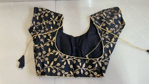 Elegant Black &amp; Gold Embroidered Blouse
