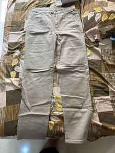 Beige Straight Leg Denim Jeans
