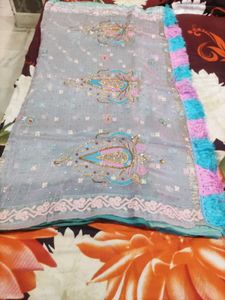 Pink &amp; Blue Saree Blouse