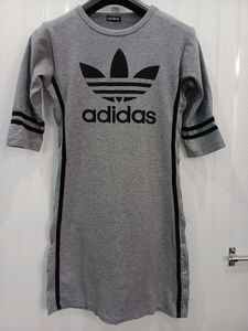 Adidas Grey Trefoil Logo T-Shirt fitted Dress