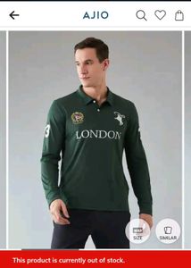 M - size Men's Green London Long Sleeve Polo