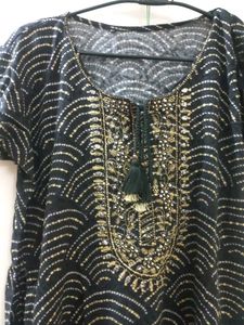 Black And Golden Short Kurti