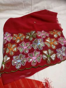 Red trending saree with blouse