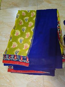 Beautiful Yellow & Blue Saree