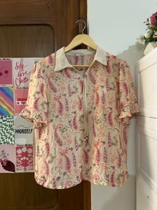 Boho Paisley Print Button-Up Shirt