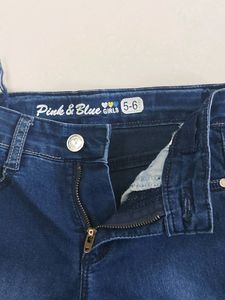 Pink And Blue Branded Girls Jean With Adjustable Elastic Closure Inside ,