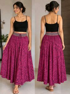 Boho Maxi Skirt - Pink Floral Print