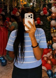 Cute Blue Striped Knit Top