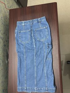Classic Blue Denim Midi Skirt