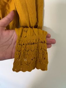 Zara Mustard Yellow Ruffle Knit Top